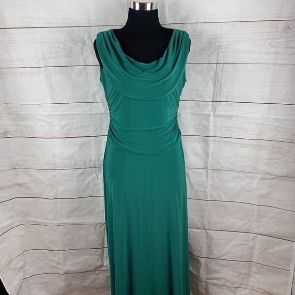 Kasper Dress Gown Long Draped Maxi Green Party 8 Stretch Wedding Romantic Greek - Picture 4 of 16